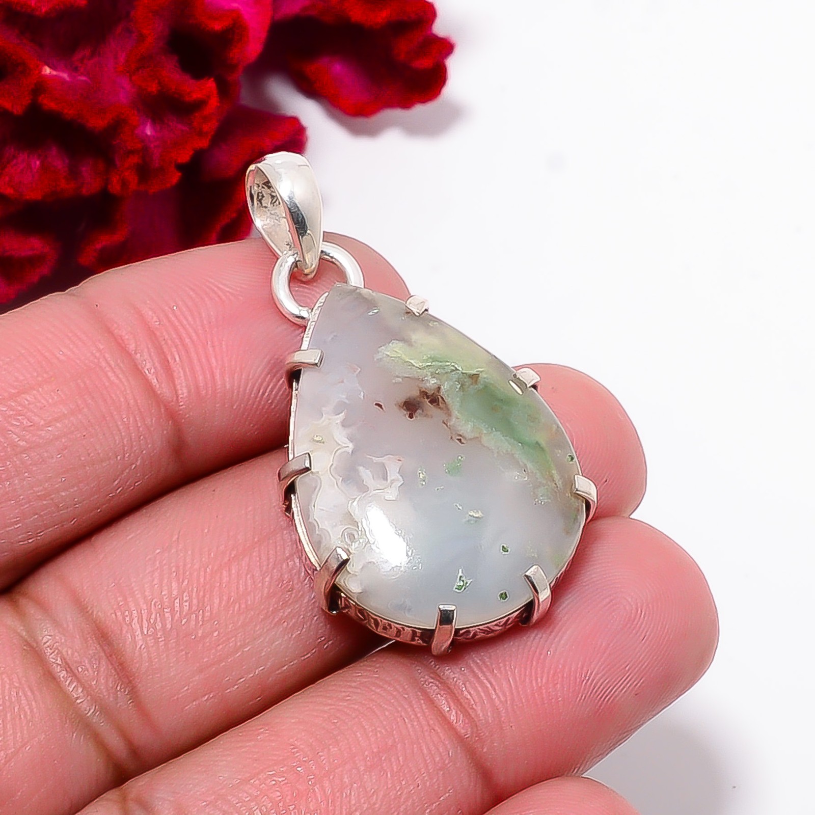 Aqua Chrysoprase – Australia Gemstone 925 Sterling Silver Pendant 1.56 P99333