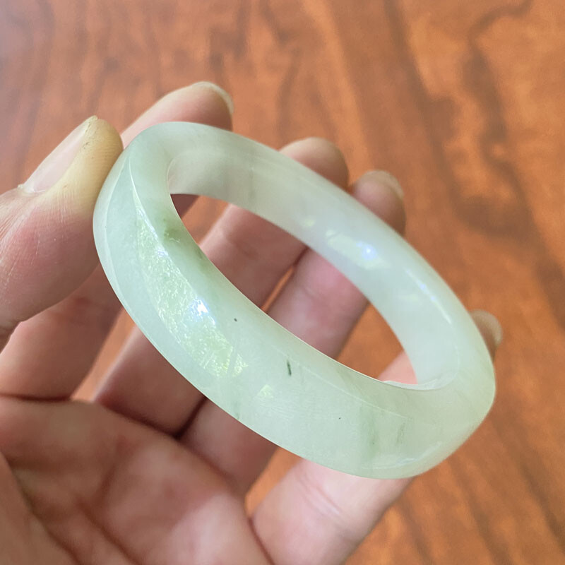 53mm Certified Icy Green Natural Tianshan Mountains Cui Jade Bracelet Bangle 025