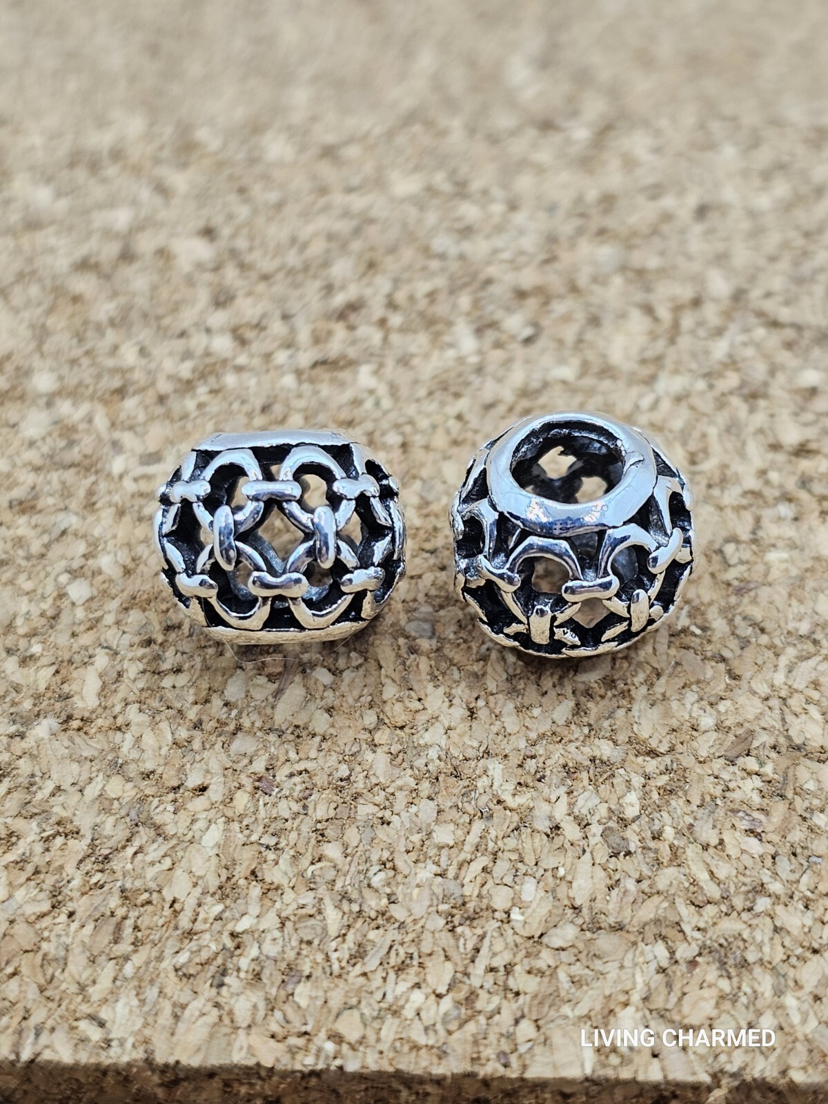 2 Authentic Chain Link Silver Spacer European Charm Beads