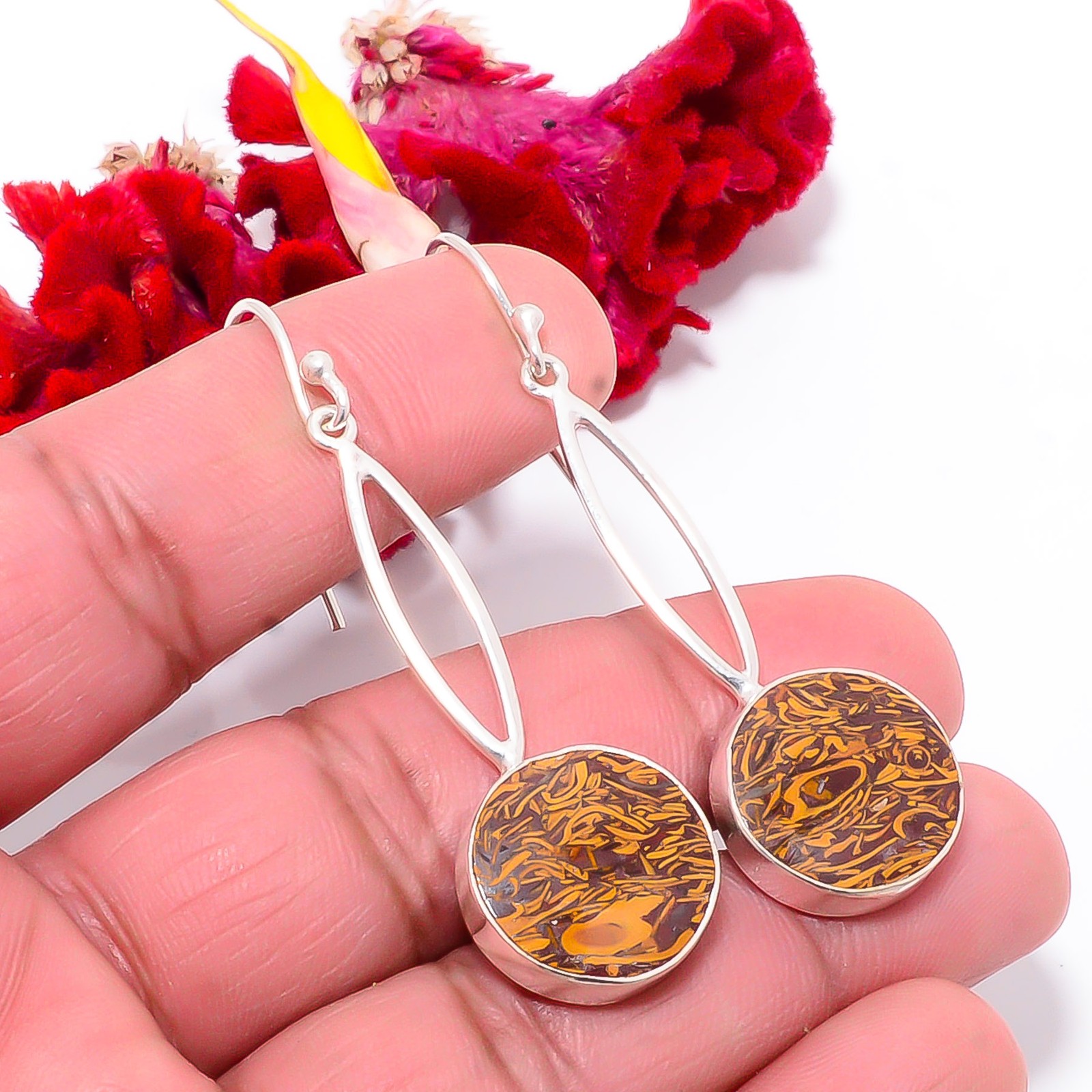 Natural Mariam Jasper 925 Sterling Silver Earring 2.26 Sk26, Christmas Gift