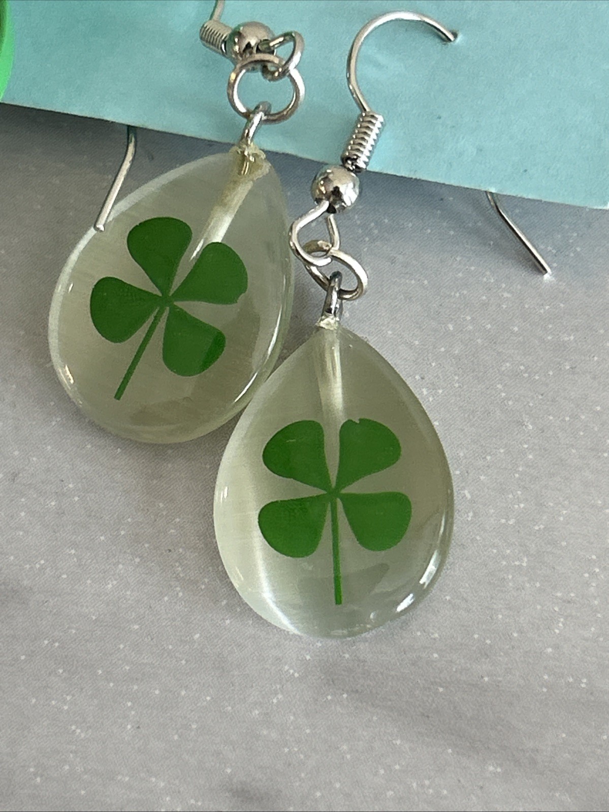 Four-Leaf Clover Earrings And 3 Leaf Pin St. Patrick’s Day Theme