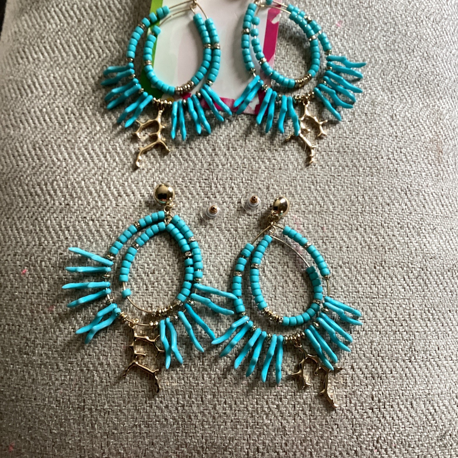 Lilly Pulitzer Light Aqua Island Calypso Beaded Earrings New