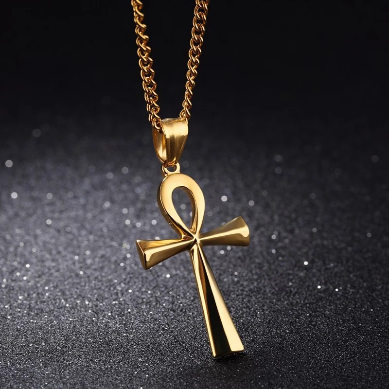 Stainless Steel Ankh Crucifix Pendant Egyptian Symbol of Life Necklace Jewelry