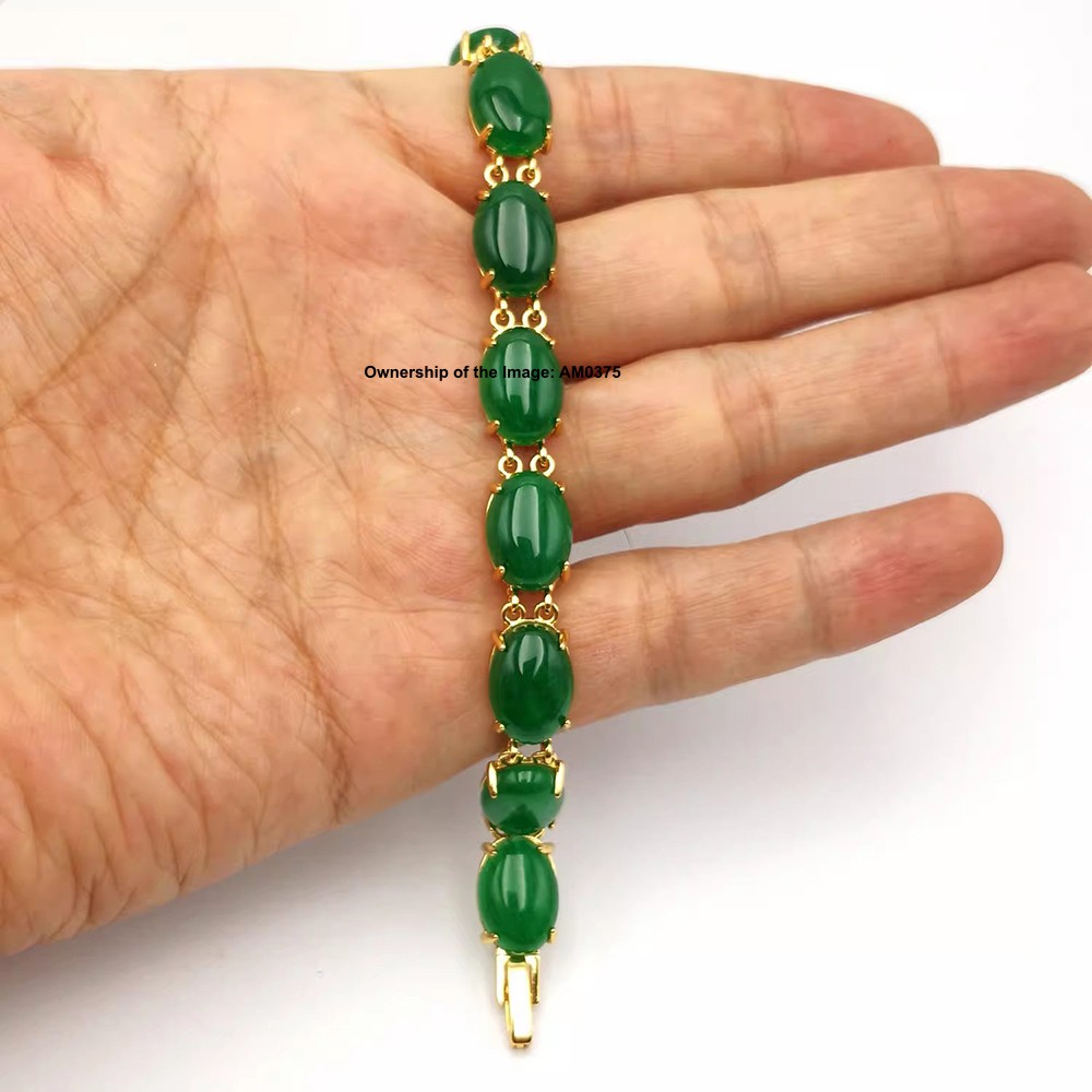 NEW Bracelet Heating Jade Yellow Plated Green Jade Bracelet For Women 7.1INCH