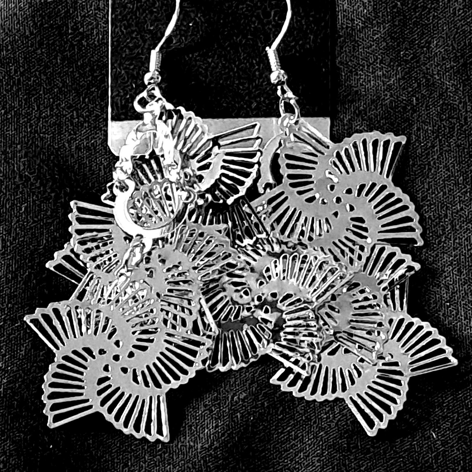 Boutique Fan Drop Earrings Star Dancer Filigree Mandala New Statement Dangle