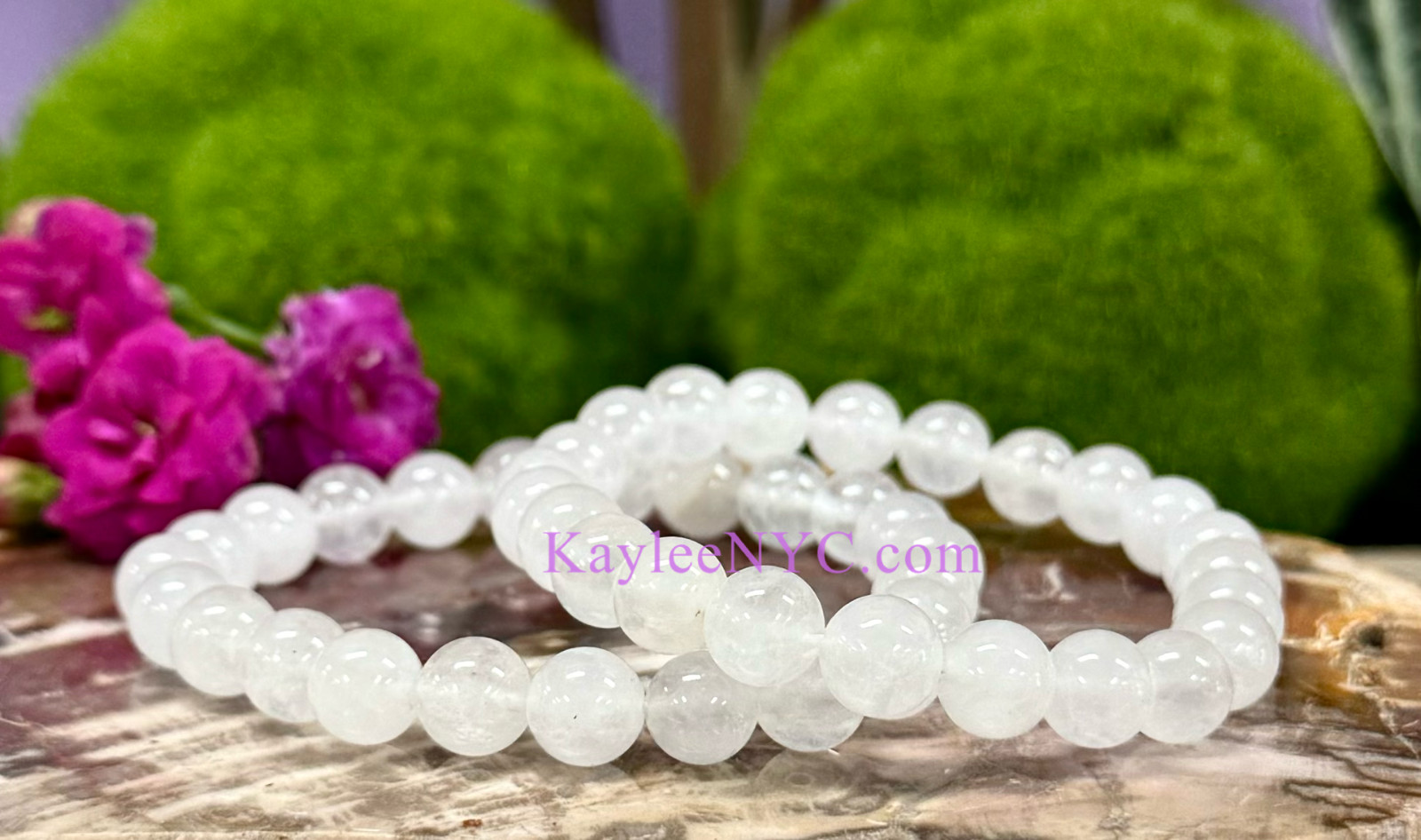 Wholesale 6 Pcs Natural Quartz 8mm 7.5” Crystal Healing Stretch Bracelet