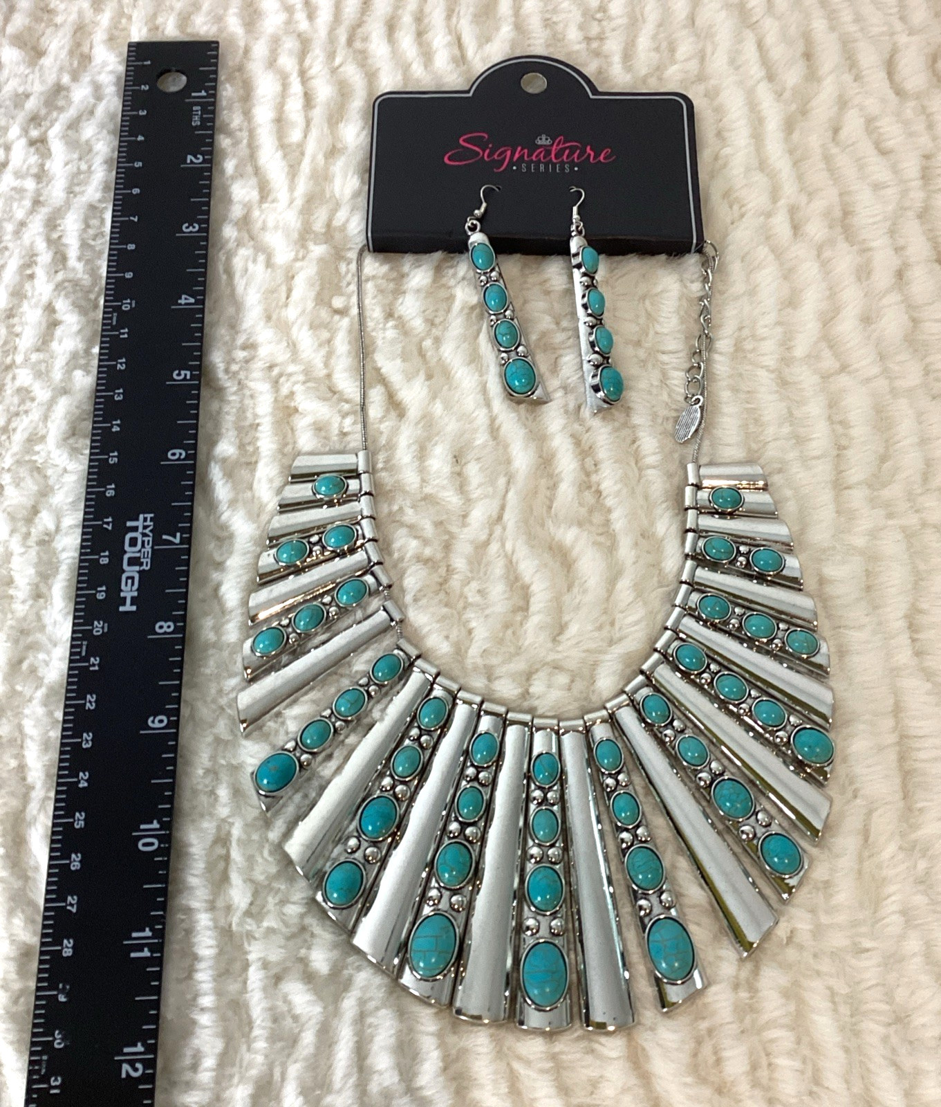 Ebony Turquoise Necklace & Earrings Set Paparazzi Signature Collection New Egypt