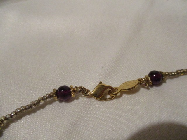 NAPIER Vintage 26″ Goldtone Necklace w/Garnet Gemstone Seeds
