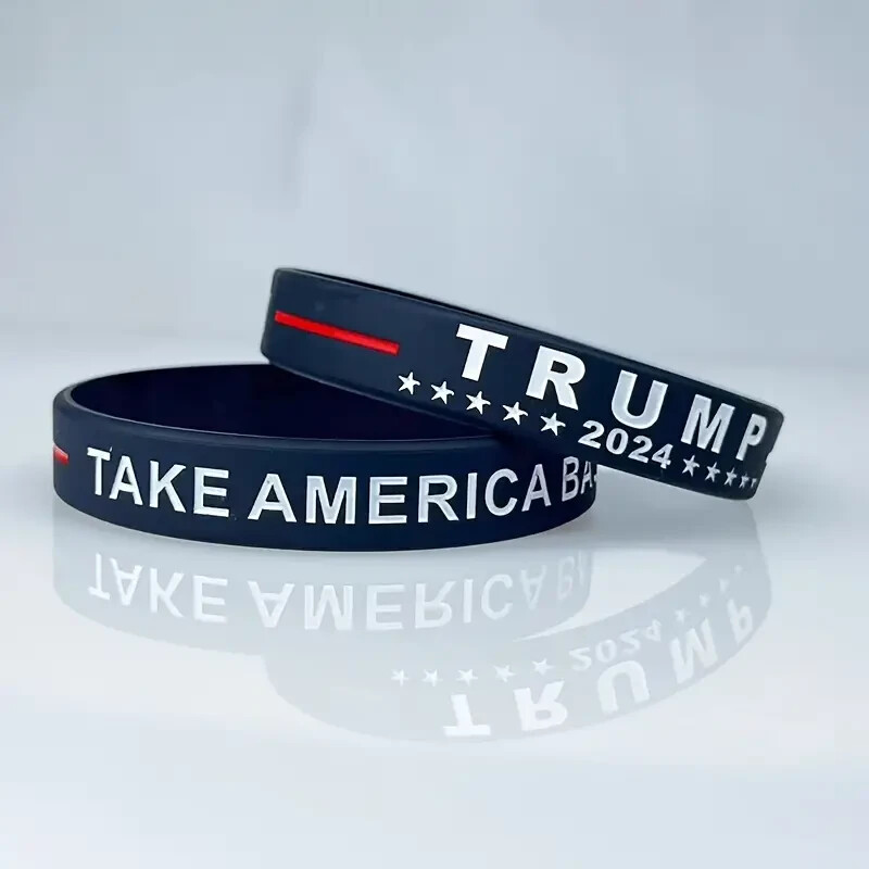 *NEW* SET OF 2 TRUMP 2024 SILICONE WRISTBANDS BRACELETS – TAKE AMERICA BACK