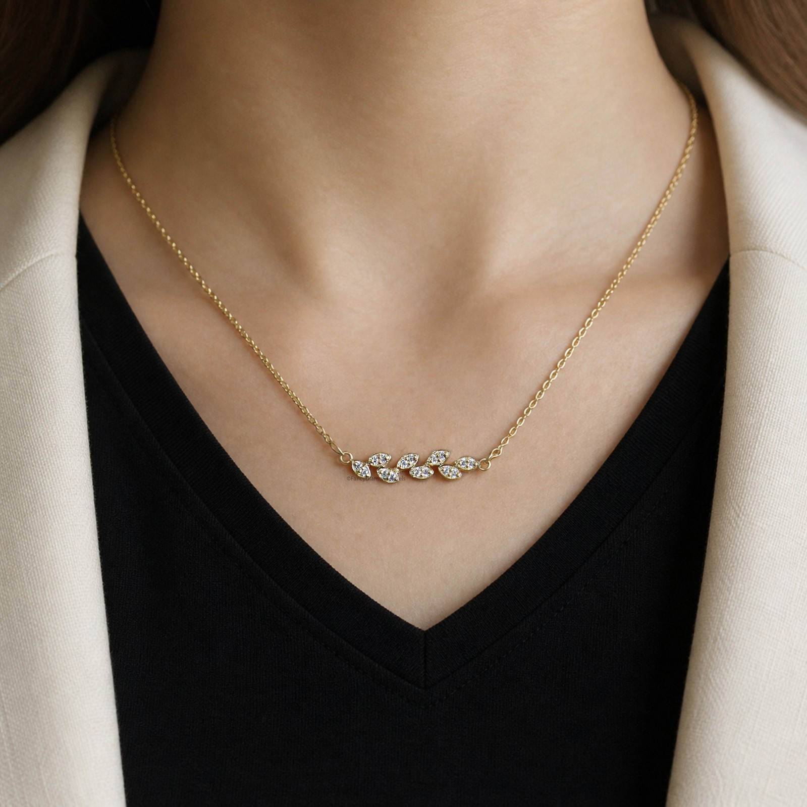 Moissanite Leaf Pendant Nature-Inspired Jewelry Gift Minimalist Wedding Jewelry