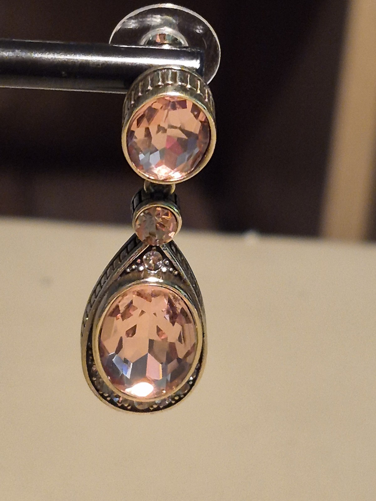 Heidi Daus Pink Swarovski Crystal Dangle Earrings