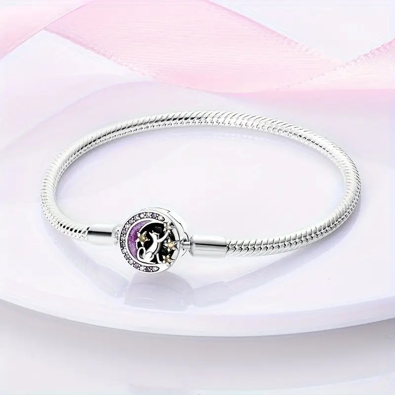 Cat On The Moon Charm Bracelet, Bracelet For Charm, Cat Bracelet, Cat Lover Gift