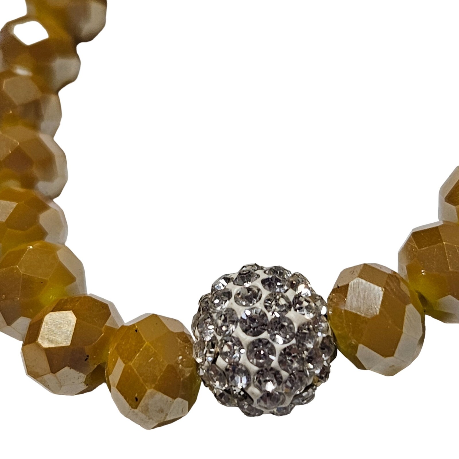 Elegant Nine Beaded Bracelet Rhinestone Ball Yellow Faceted Beads Lead Compliant