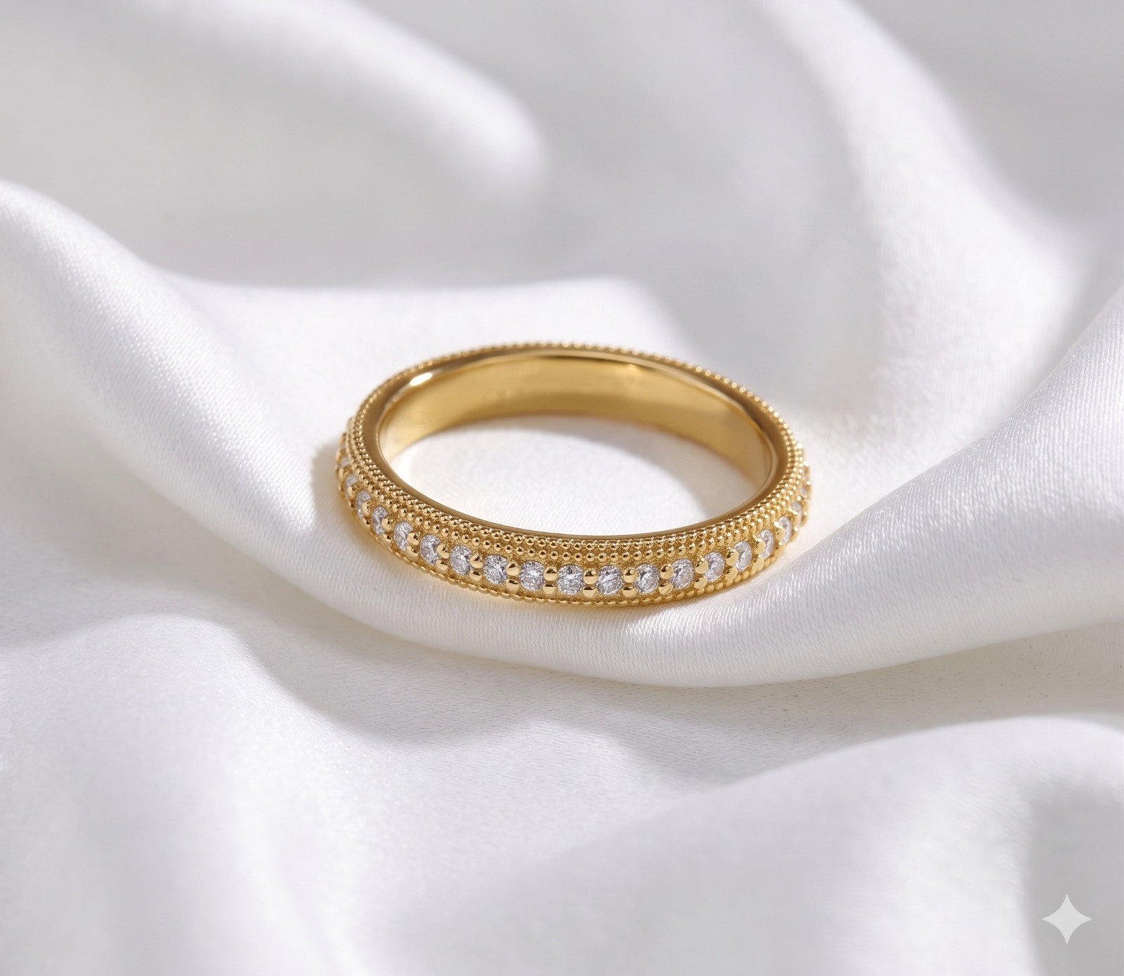 Dainty Milgrain Diamond Band in 925 Sterling Silver – Stackable Promise Ring