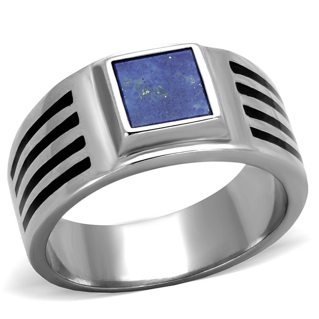 TK2047 – High polished (no plating) Stainless Steel Ring with Precious Stone