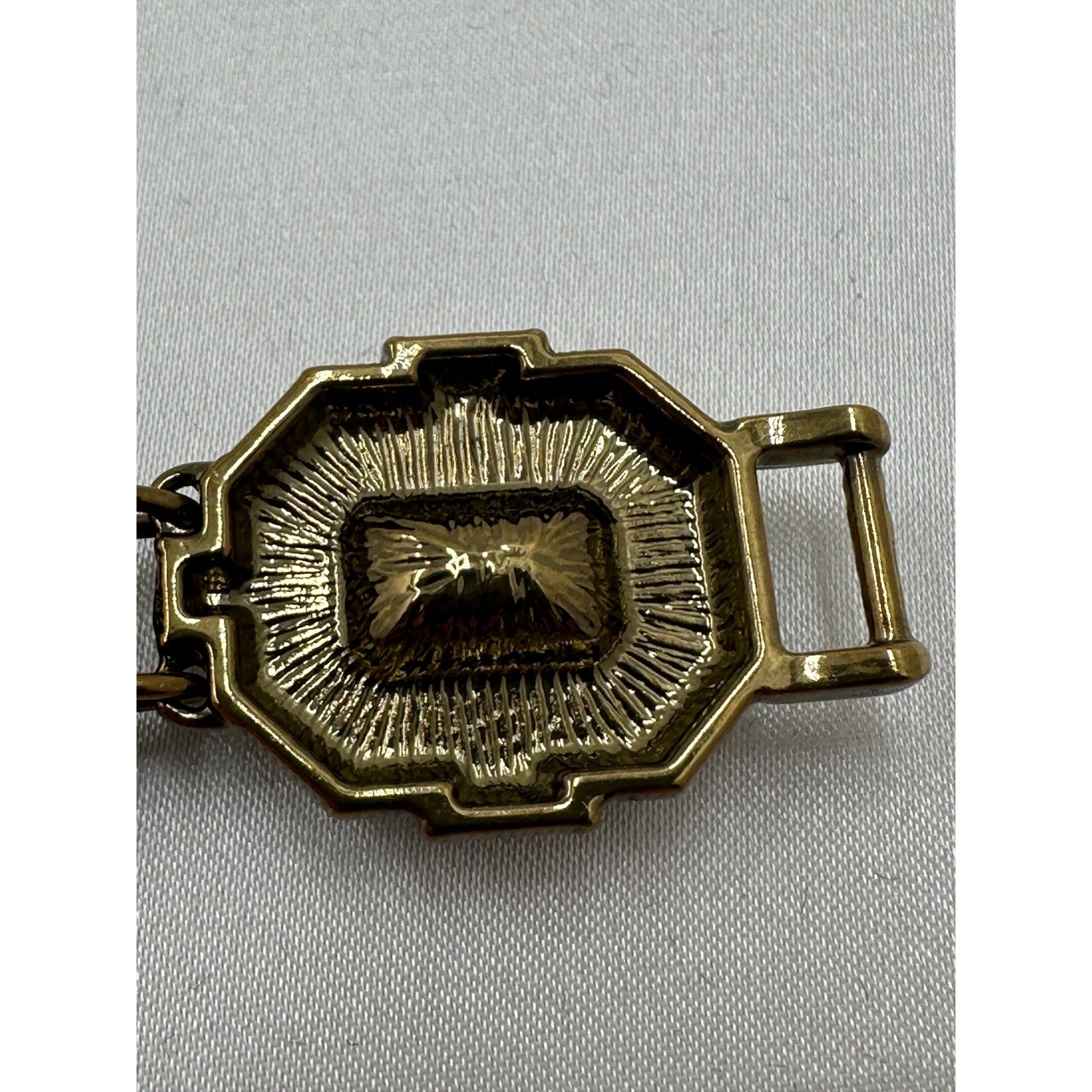 Heidi Daus Art Deco Crystal Link Bracelet Bronze Tone Mauve Smoky Mauve Octagon