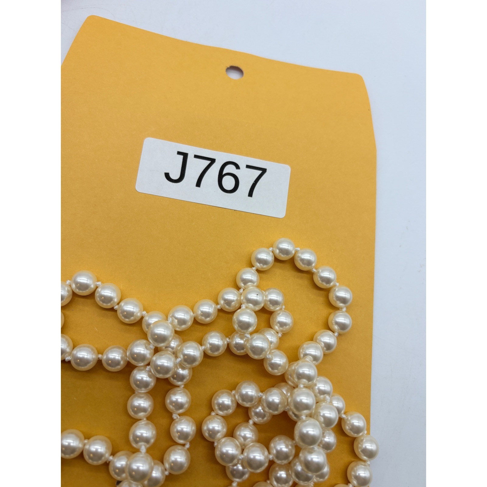 RMN Faux Pearl Strand Necklace Cream Opera Length Hand Knotted 36 Inch