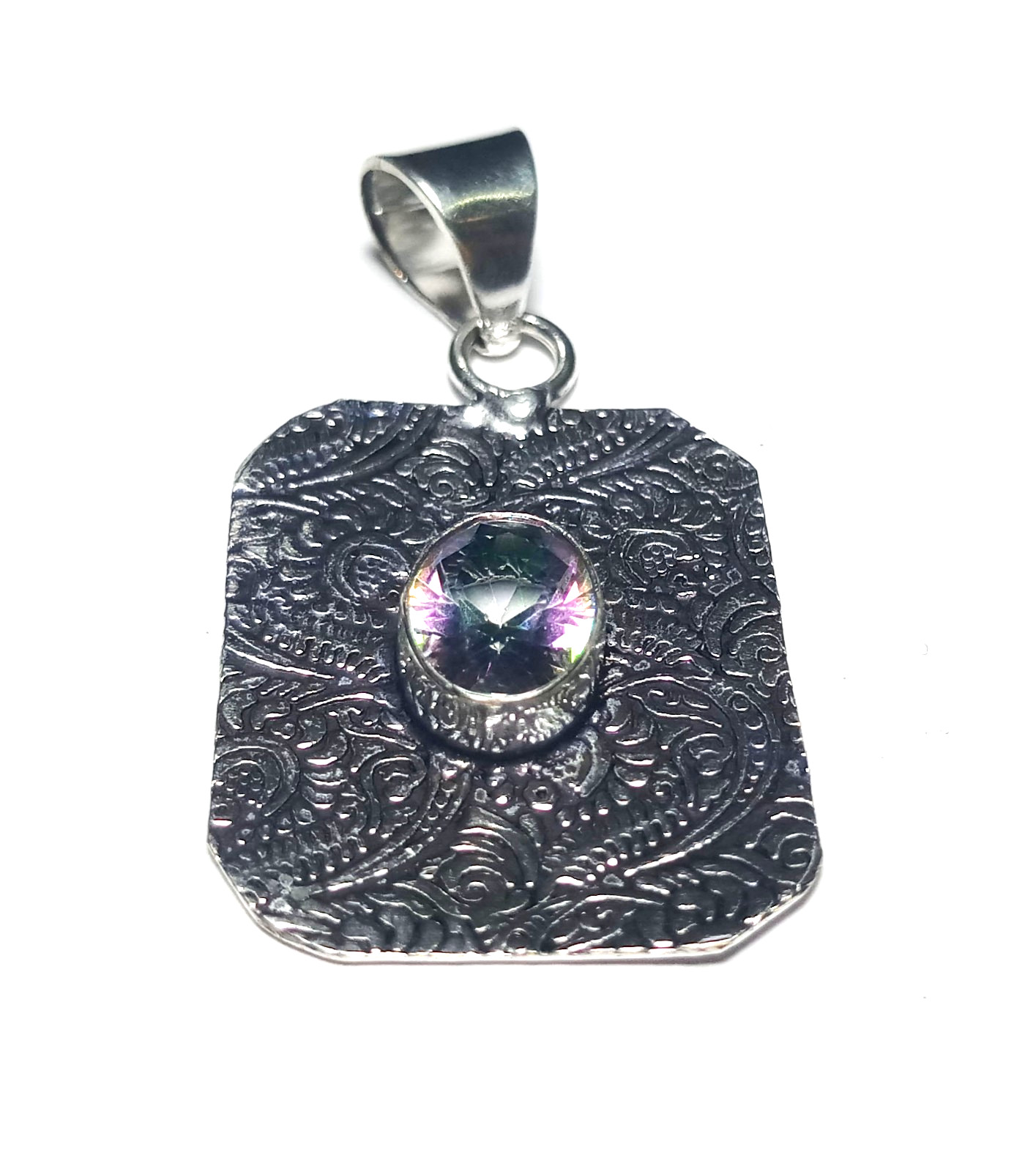 Mystic Topaz Oval Shape Gemstone Handamde Pendent Jewelry Pendant Size 1.5 Inch