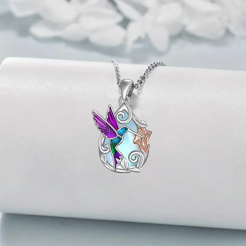 Hummingbird Fashionable Blue Purple Bird Pendant Necklace Gift Free Shipping