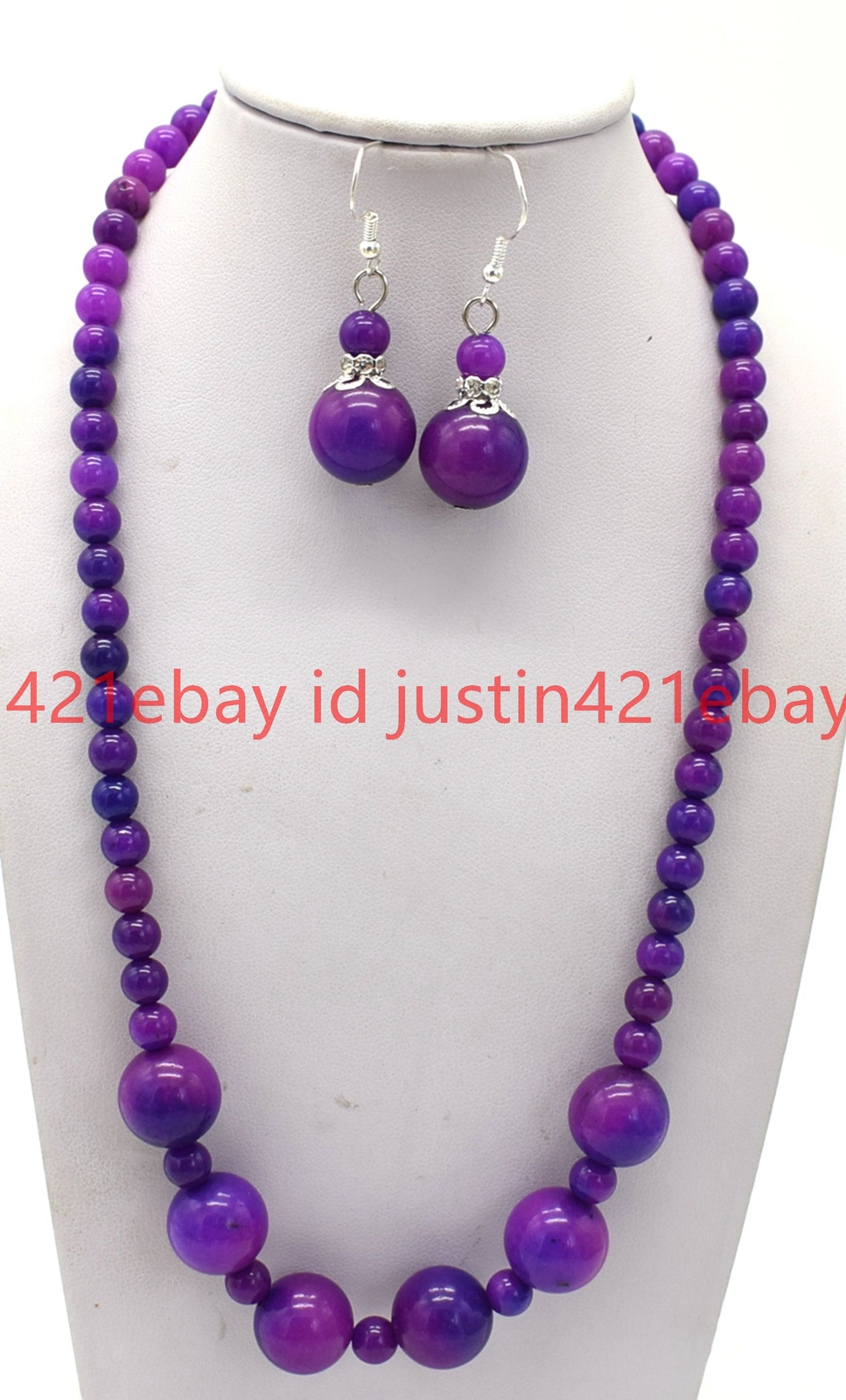Natural 6-14mm Purple Sugilite Round Beads Gemstone Necklace 18″ Earrings AAA