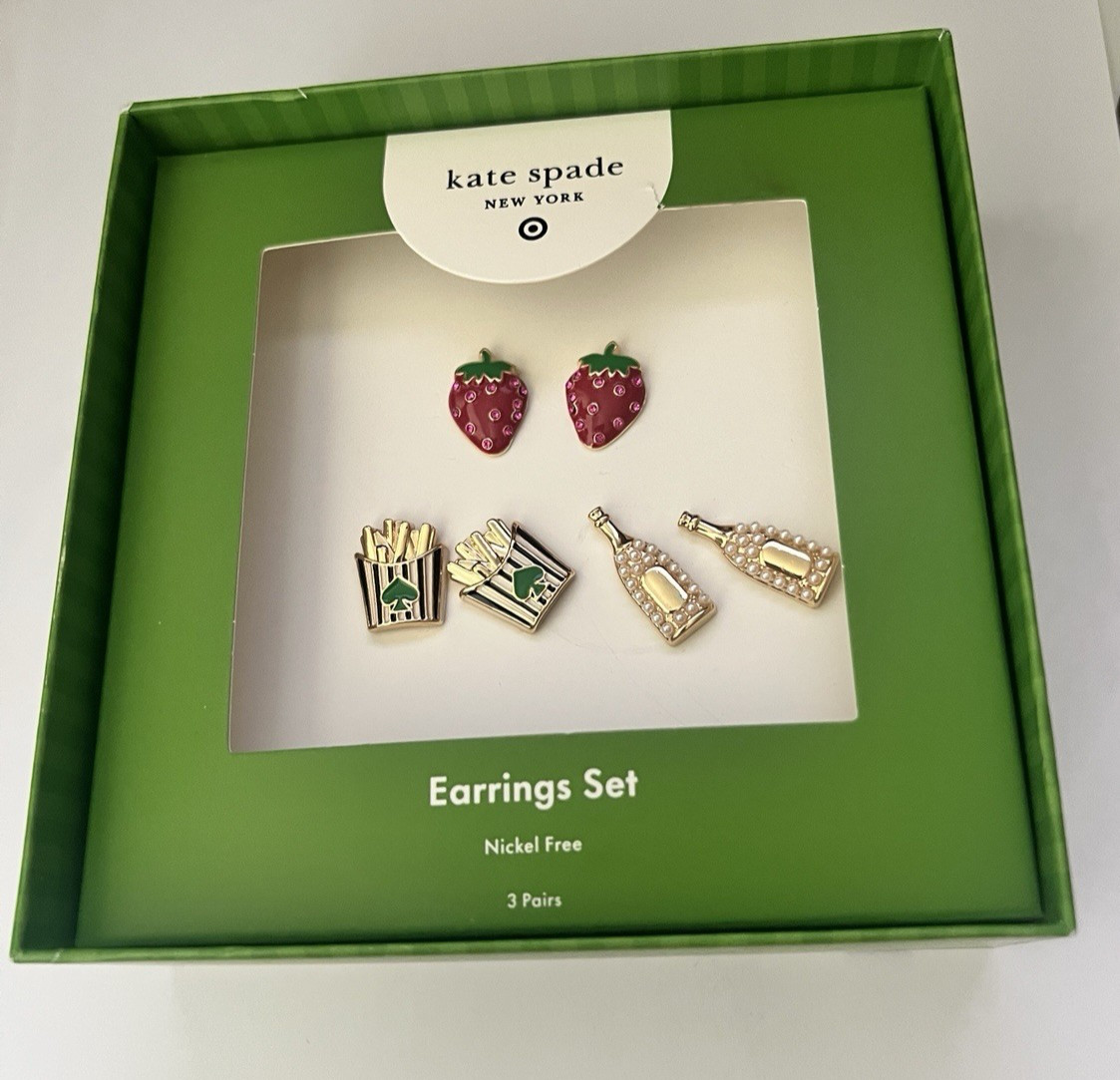 Kate Spade New York x Target Mixed Novelty Stud Earrings Trio Set NWT