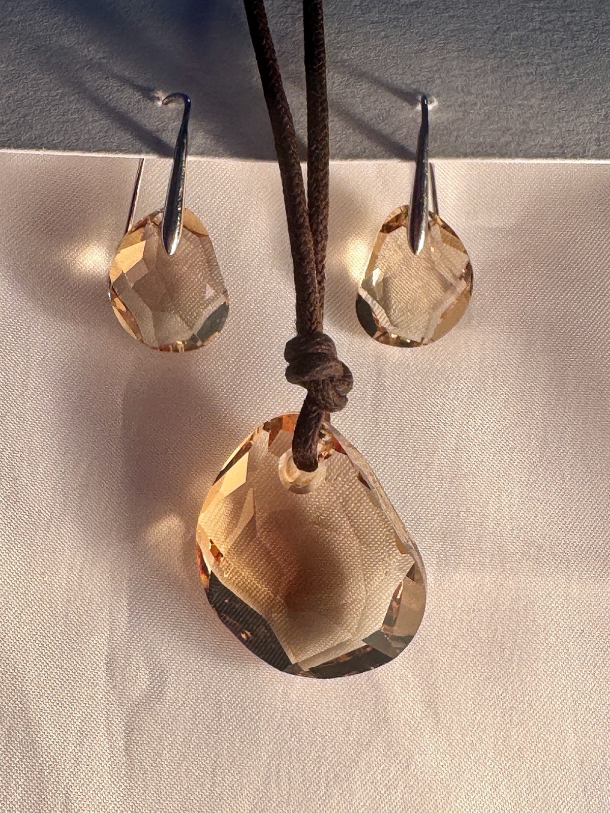 No Reserve genuine swarovski necklace Earings Large Boho Amber Crystal Rope Set