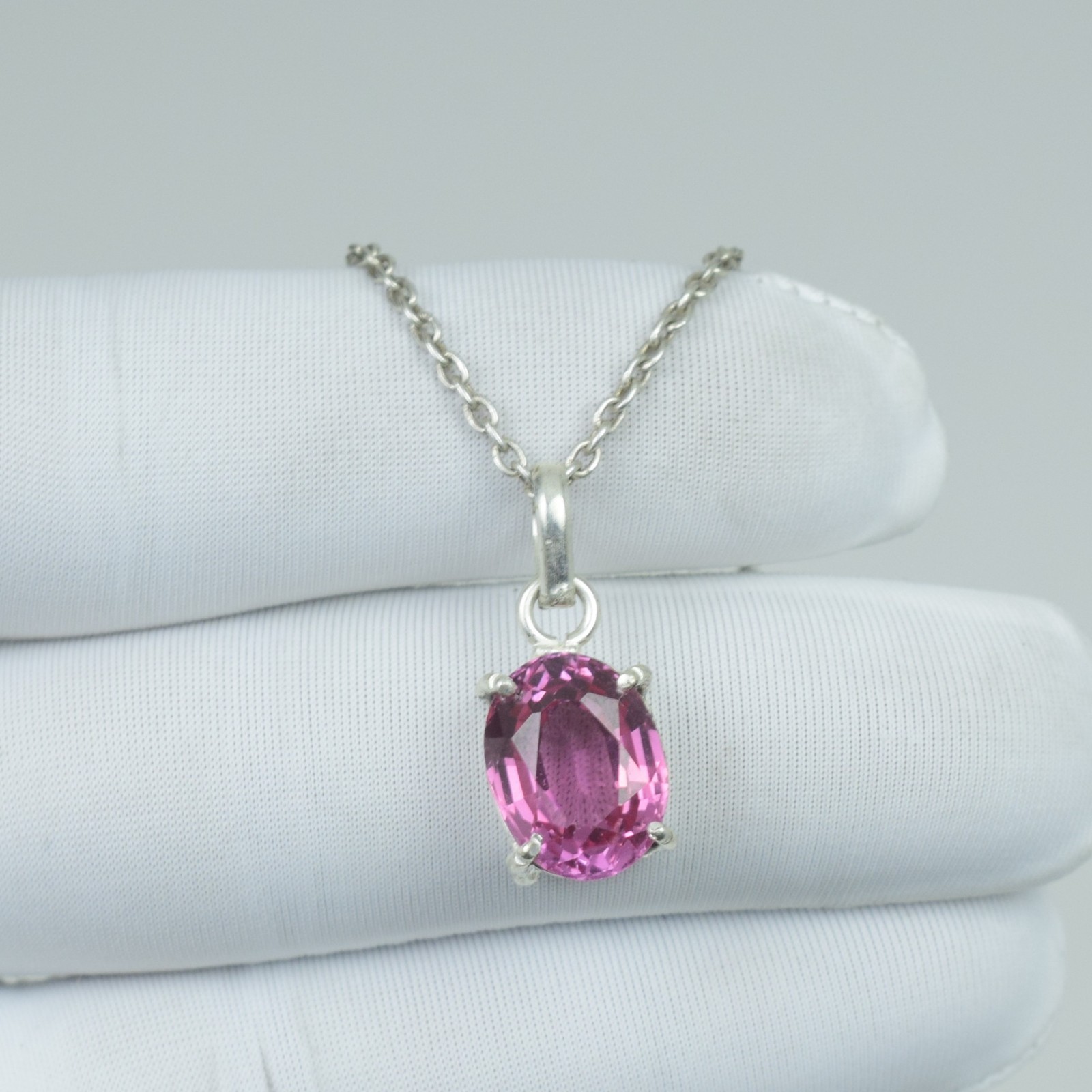 Healing 925 Sterling Silver Pink Kunzite Necklace Jewelry, Wedding Gift Pendant,
