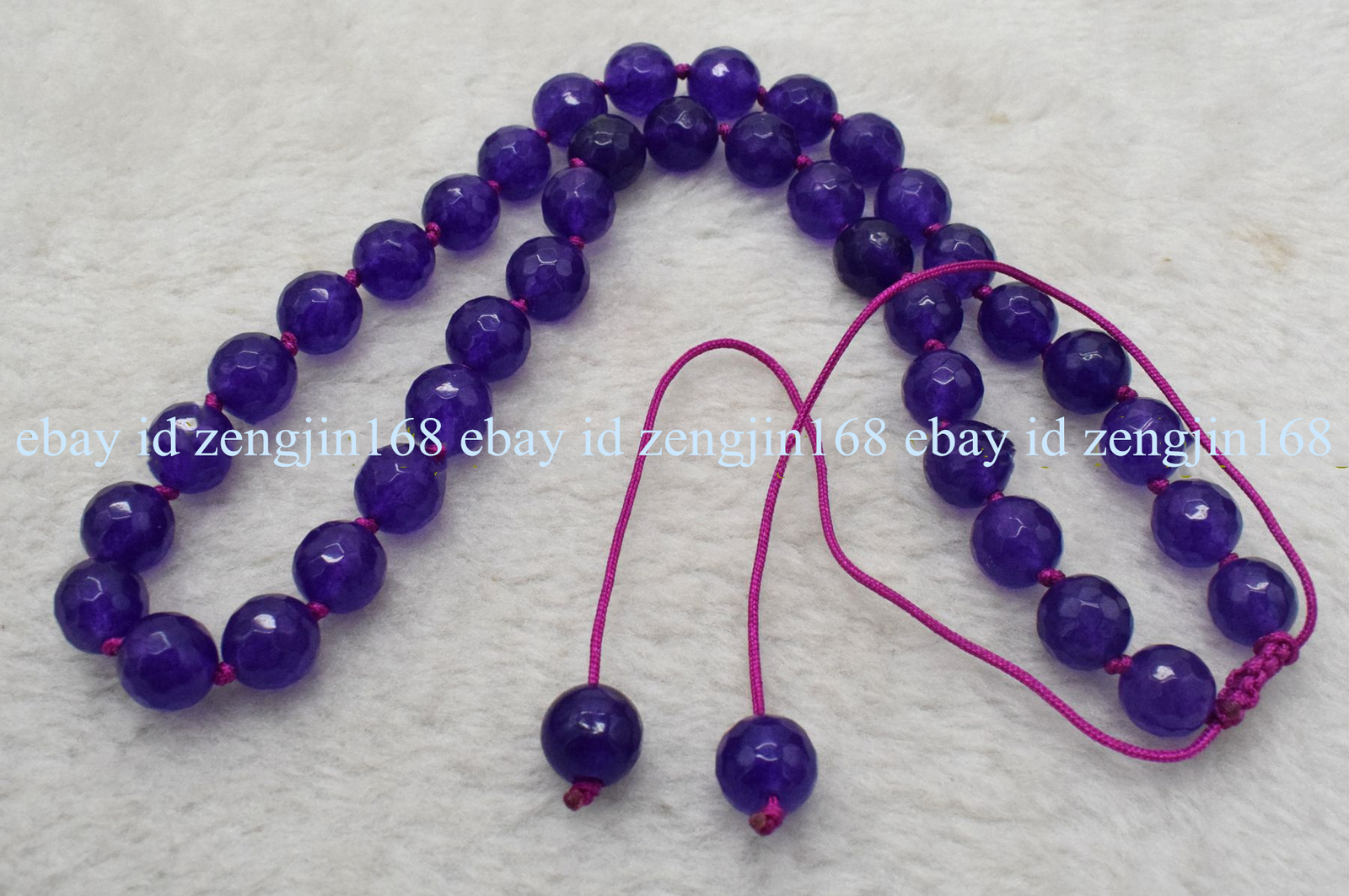 Faceted 6/8/10/12mm Natural Purple Jade Gems Round Beads Adjustable Necklace 18″