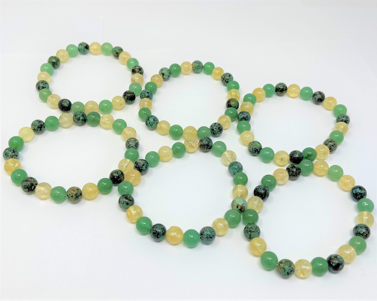 Prosperity Bracelet: 8 mm Beads (Citrine, Green Aventurine, & African Turquoise)