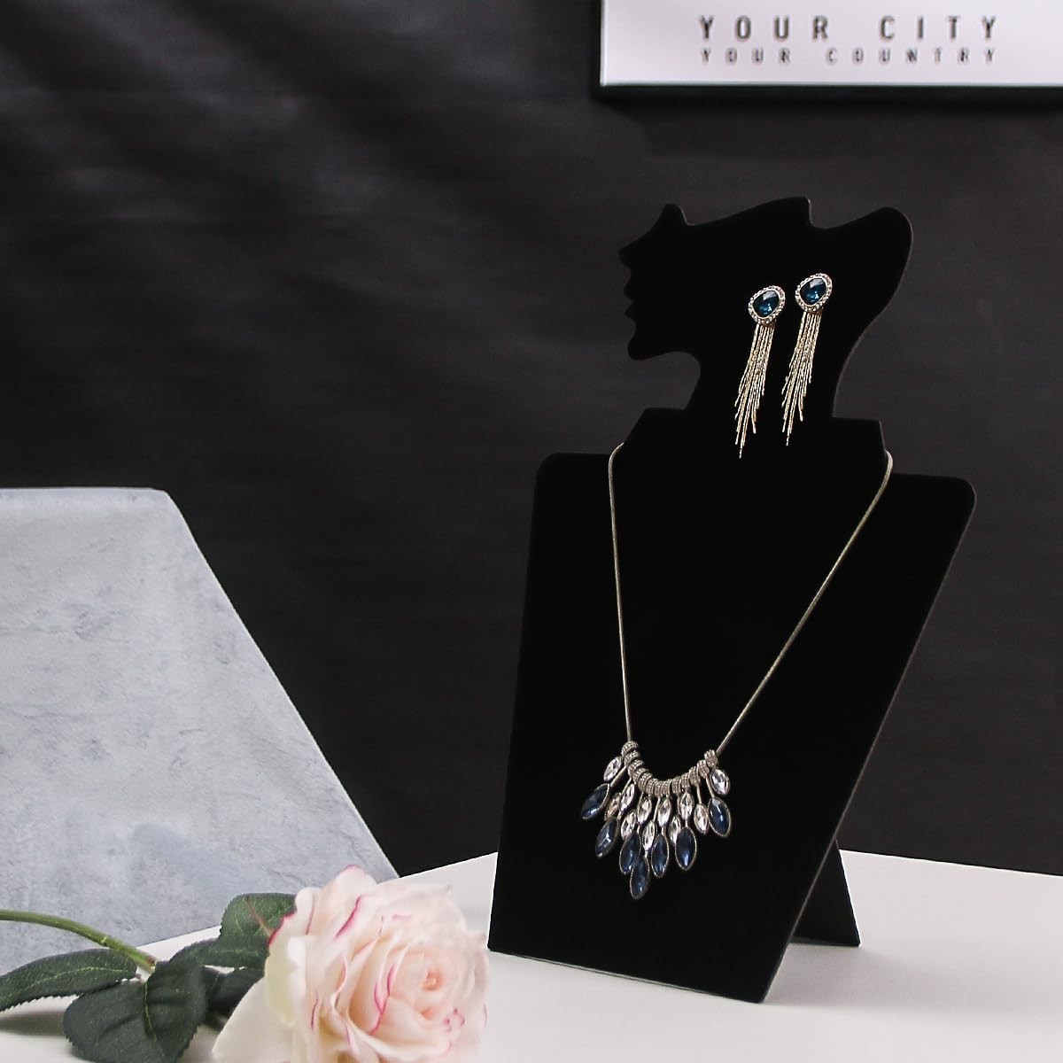 4 Pcs/Set Necklace Earring Set Display for Selling, Necklace Jewelry Holder