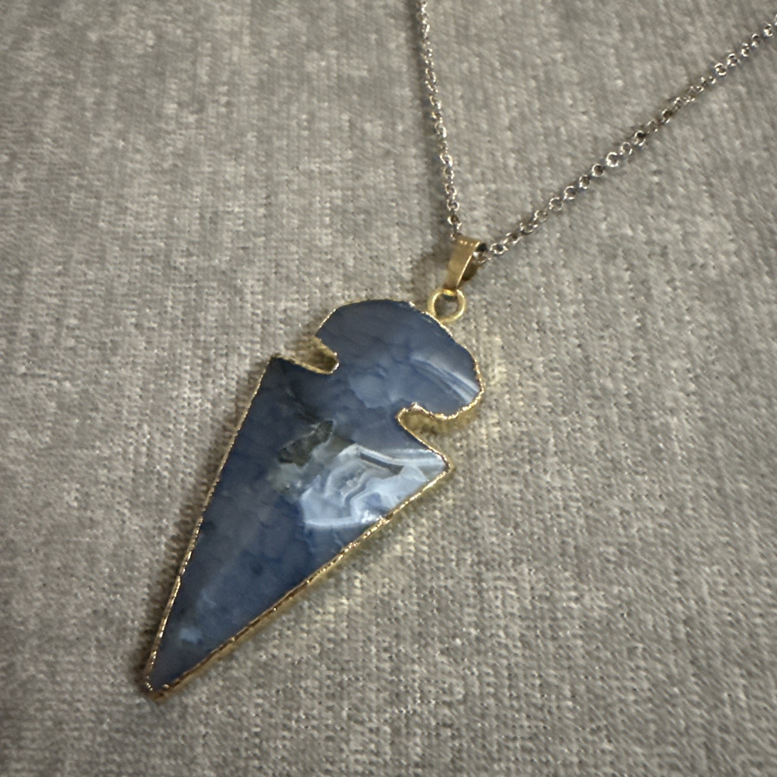 NAKAMOL Long Arrowhead Necklace Green Blue Gold Chain Boho Statement