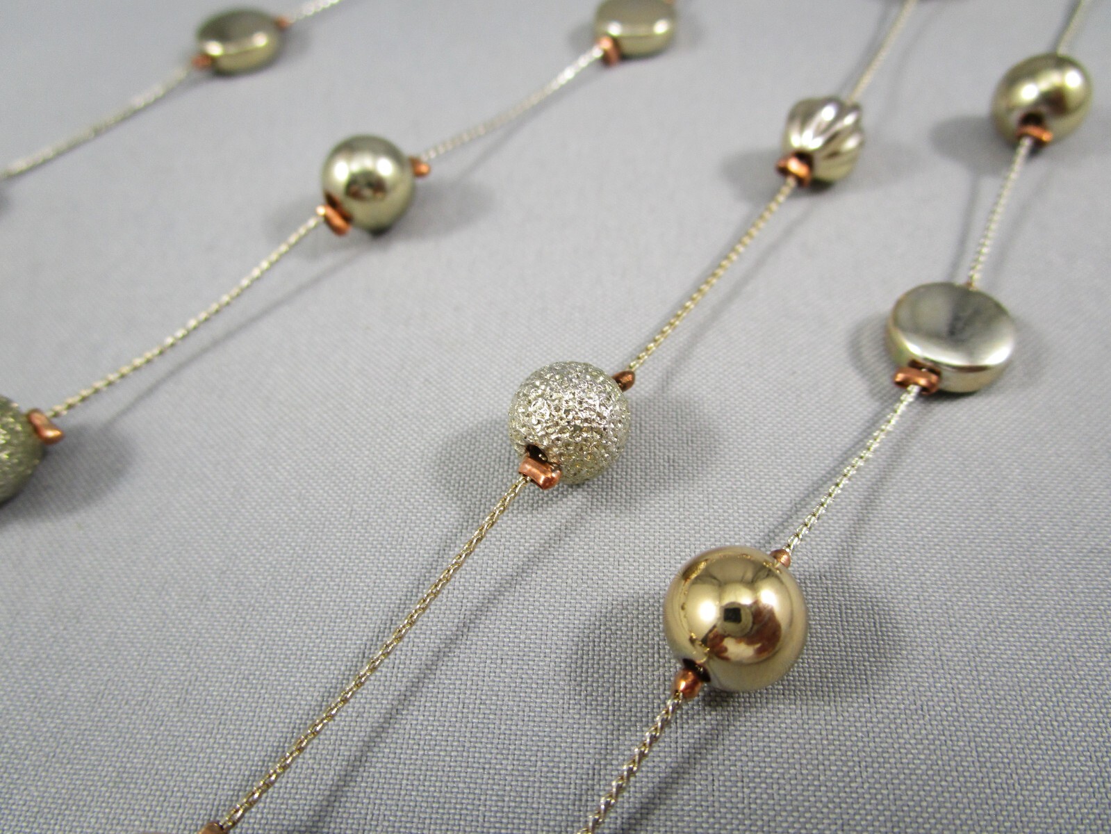 Gold Tone Illusion 4 Beaded Strand Layered Chains Necklace 7994