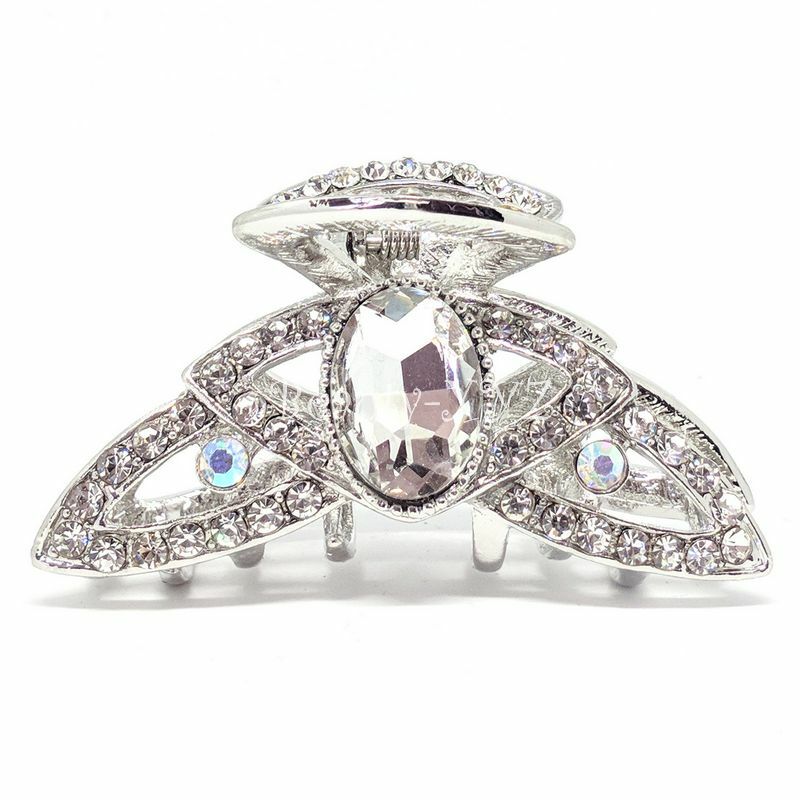 NEW Medium Size Austrian Crystal Rhinestones Metal hair clip jaw Clamp hairpin