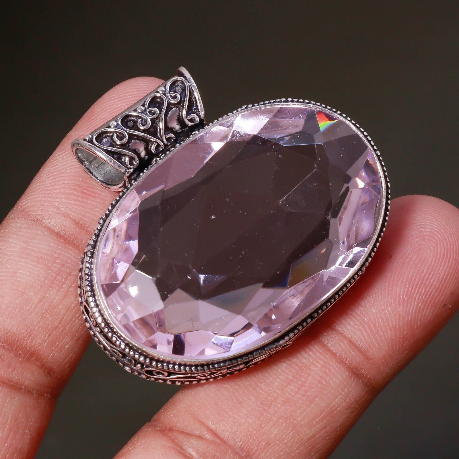Pink Kunzite Gemstone Handmade Jewelry Pendant 1.45″