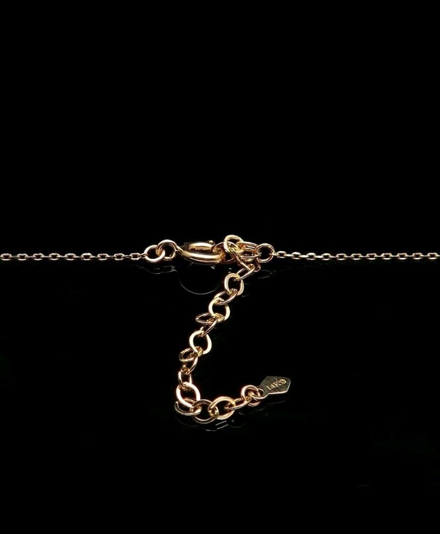 1ct Round Solitaire Pendant Necklace Bezel Set Chain 14K White or Yellow Gold