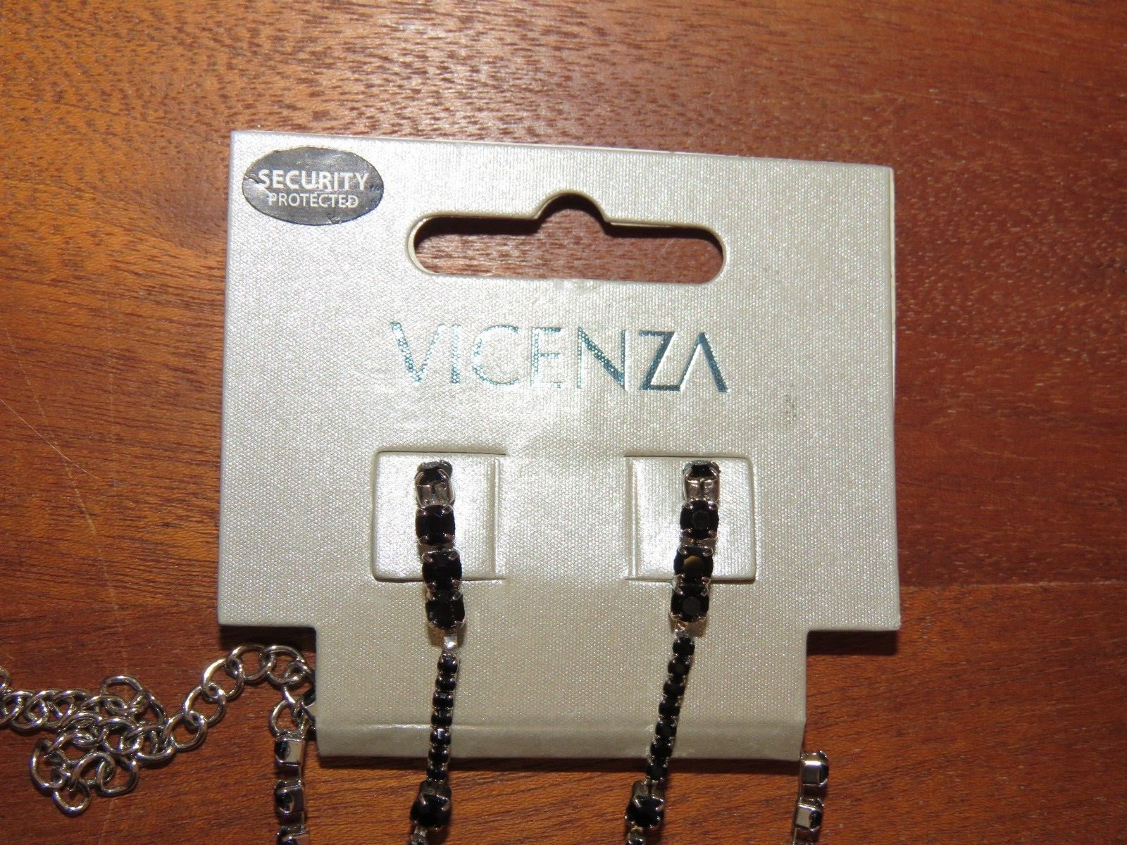Debenhams Vicenza Costume Jewellery Silver Metal Black Gems Choker Necklace Drop