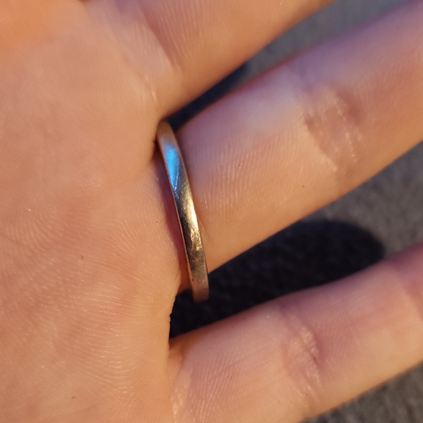Silver-Tone Metal Band Ring Size 7 with 3 Round White/Clear Stones