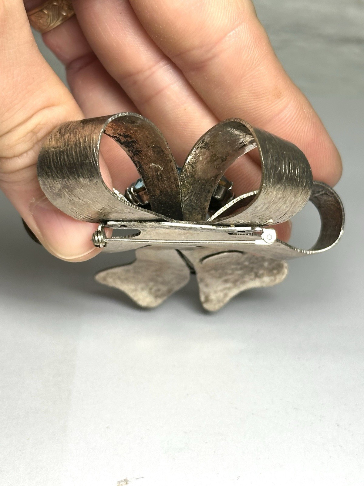 Rare Dominique Aurientis Paris Rhinestone Bow Brooch Silver Tone Large VTG
