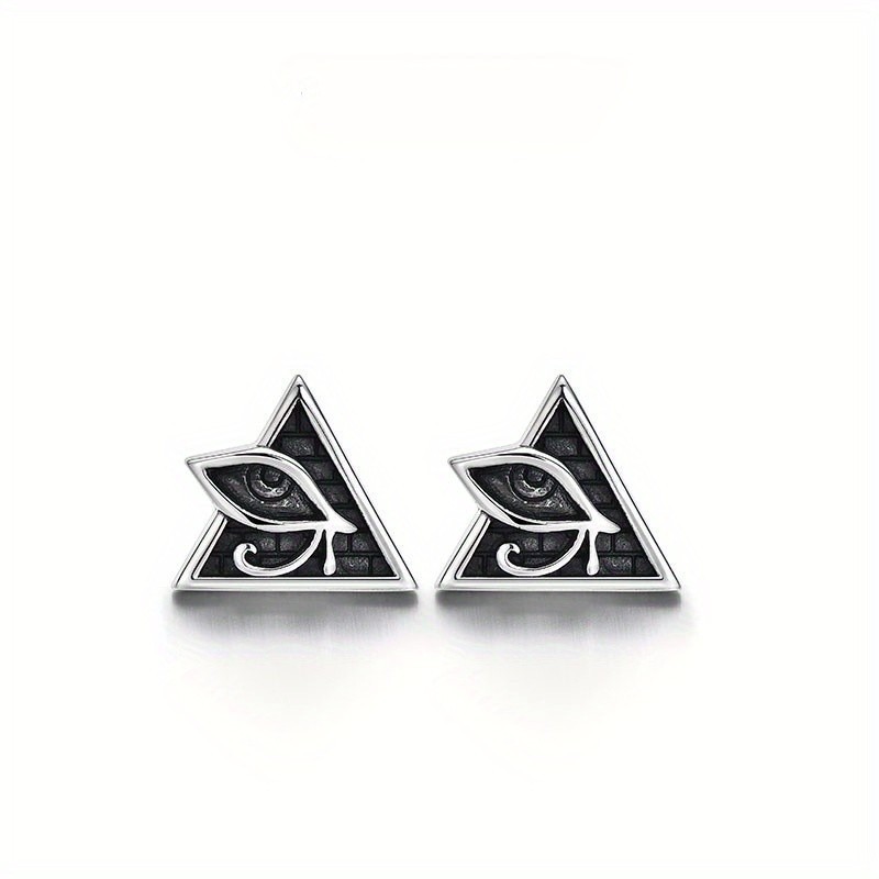 Men’s Single Black Horus Eye of God Earring Hip Hop Punk Style Ear Studs Copper