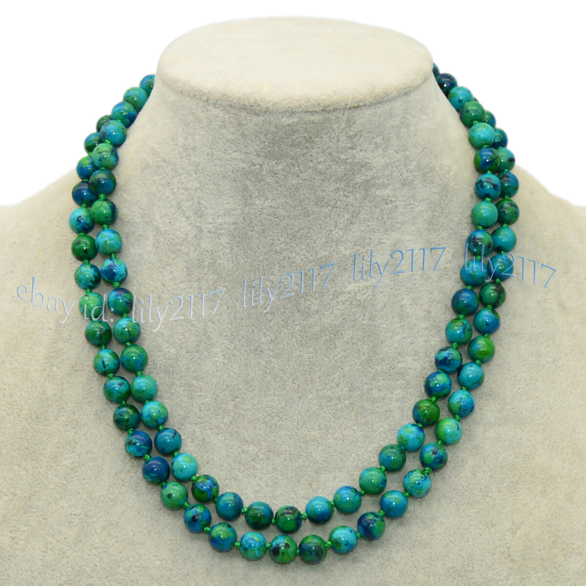6/8/10/12mm Green Azurite Chrysocolla Round Gemstone Beads Necklaces 14-56inches