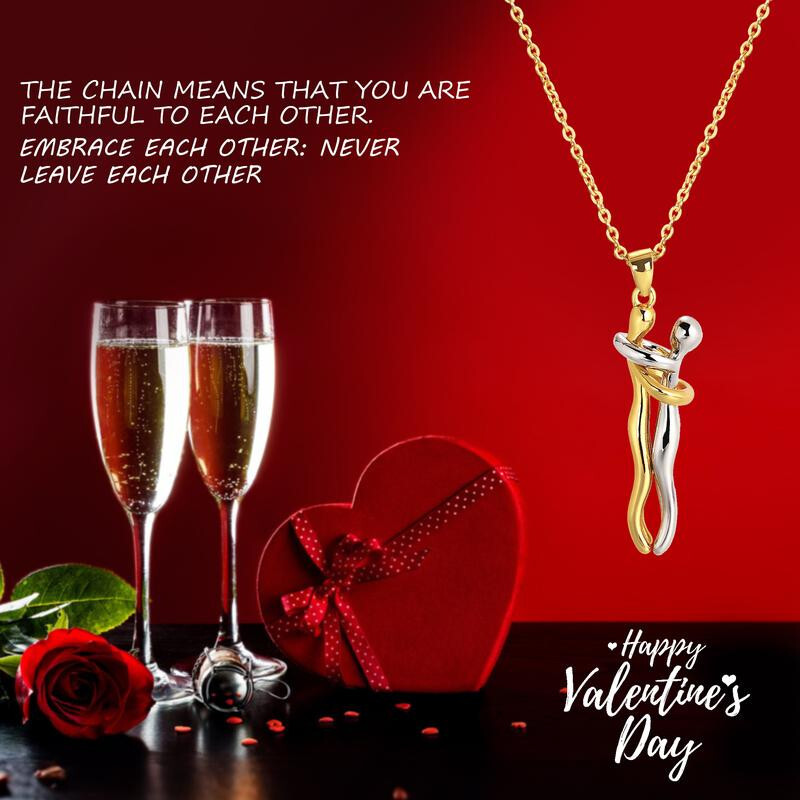 Couple Hugging Pendant Necklace Lovers Together Forever Metal Plating Love Style