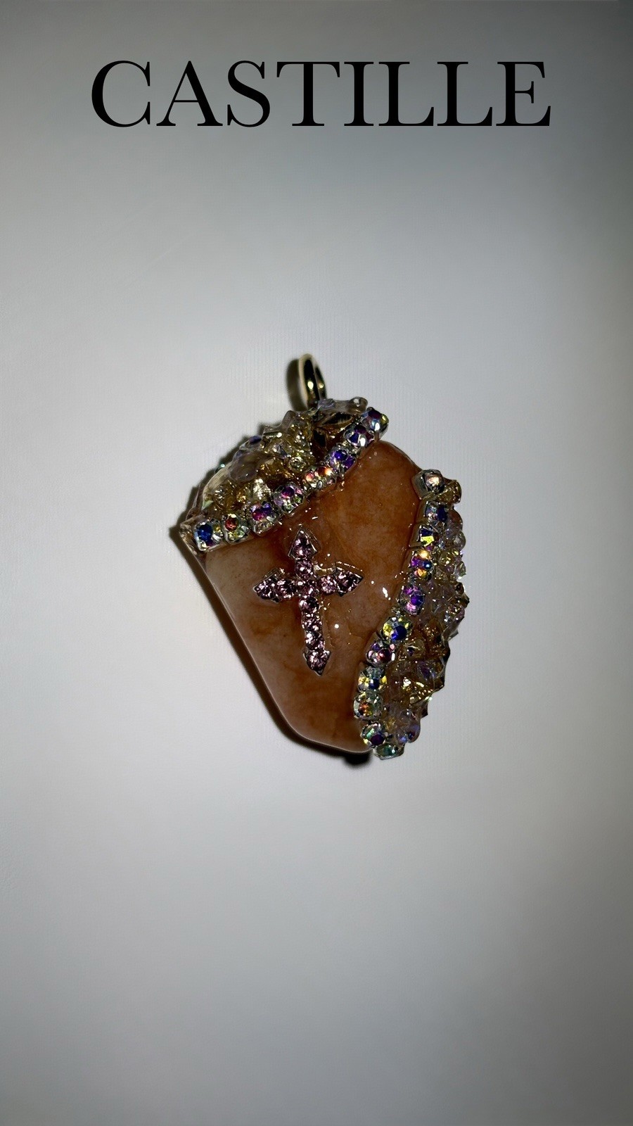 CASTILLE Quartz Cross Charm Pendant Stone & Crystal Rhinestone Accents