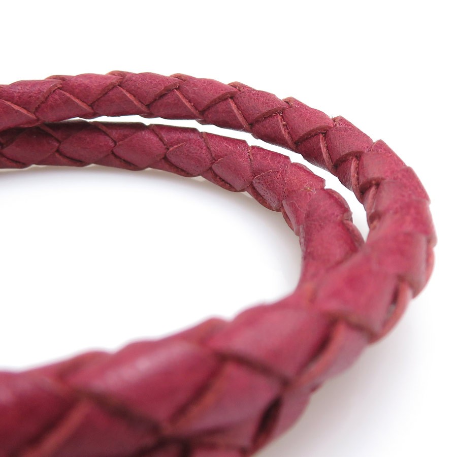 Auth SAINT LAURENT Bracelet Bordeaux/Gold Leather/Metal – r11338a