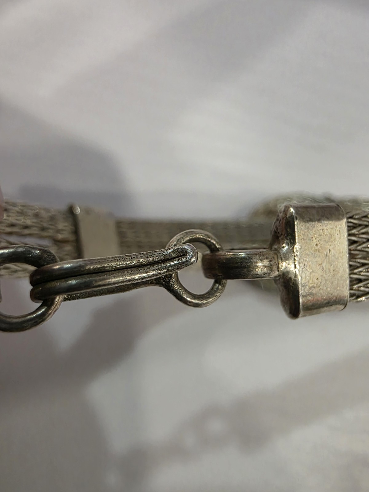 Vintage Wire Mesh Braided Silver Petite Indian Style Bracelet