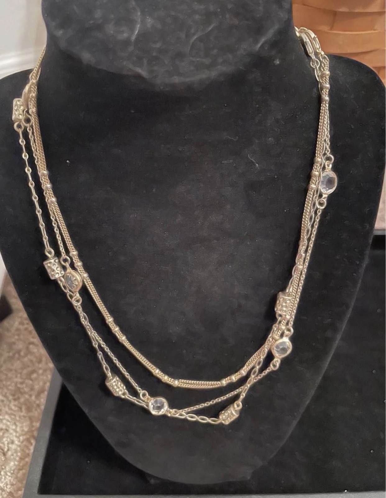 Lia Sophia THE ONE layered Cable Chain Detachable Round Crystal Charm