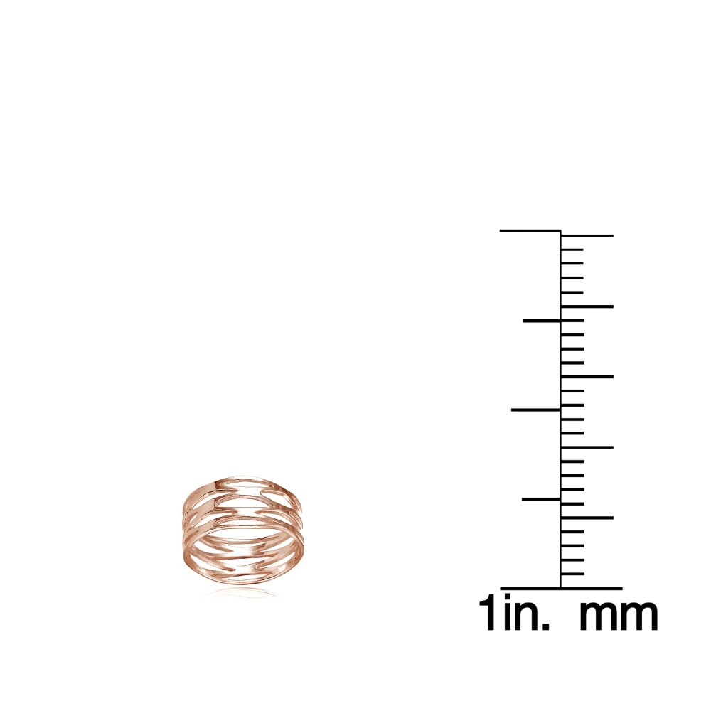 Rose Gold Flashed Sterling Silver High Polished Multi Wrap Band Ring, Size 8