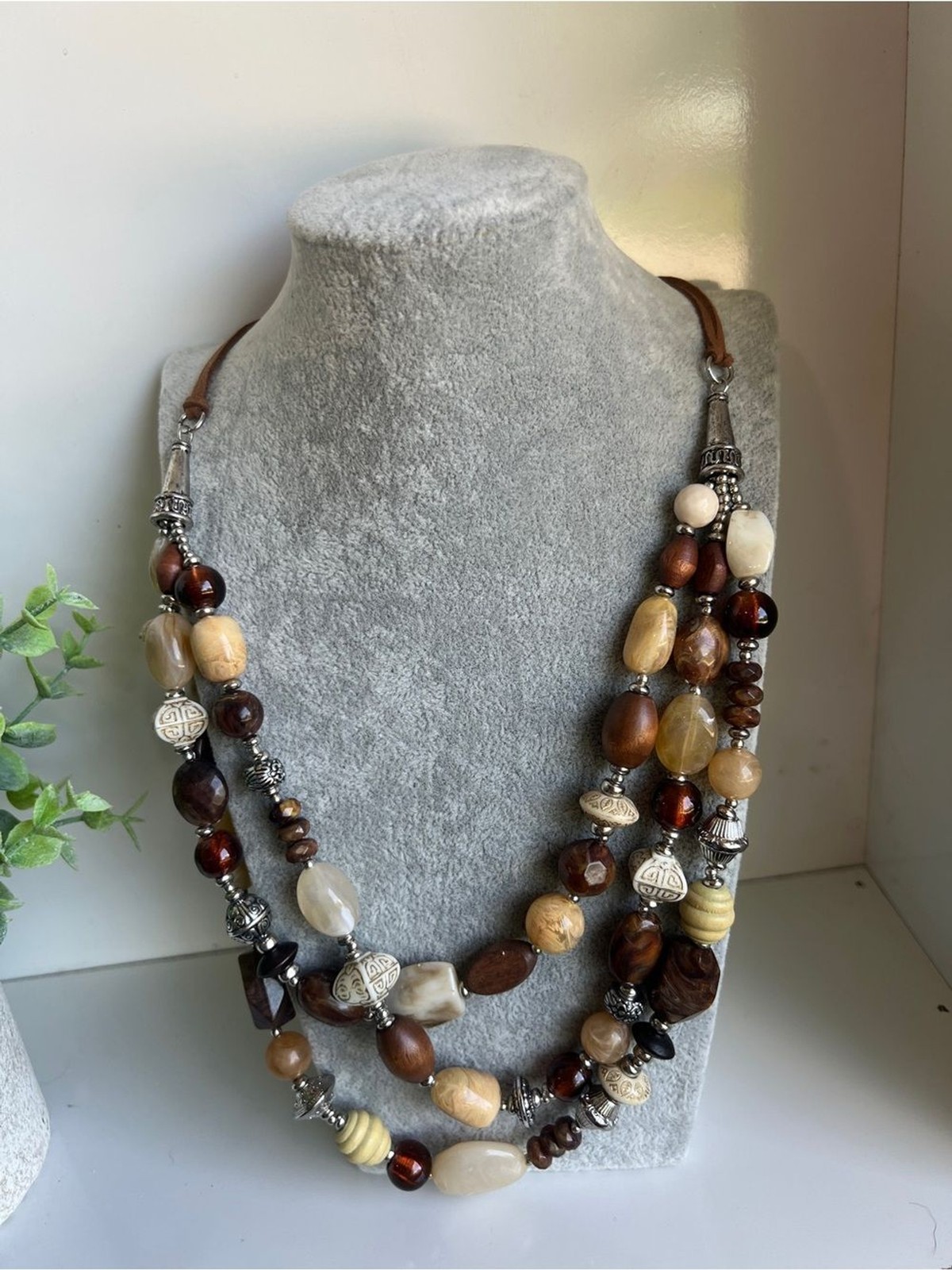Multi-Strand Brown & Cream Beaded Necklace – Premier Designs