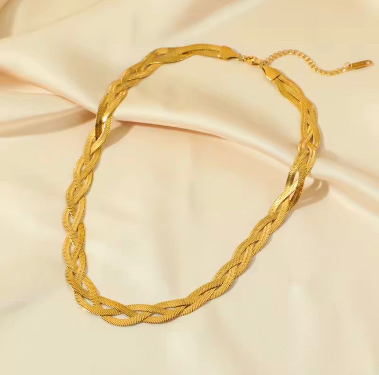 Gold Twisted Snake Chain Necklace Stainless Steel Choker Minimalist Women Gift