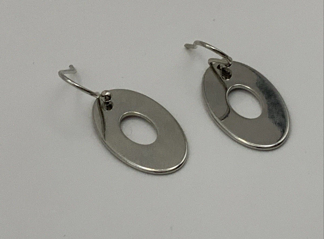 QVC Steel By Design Oval Dangles Hook Earrings