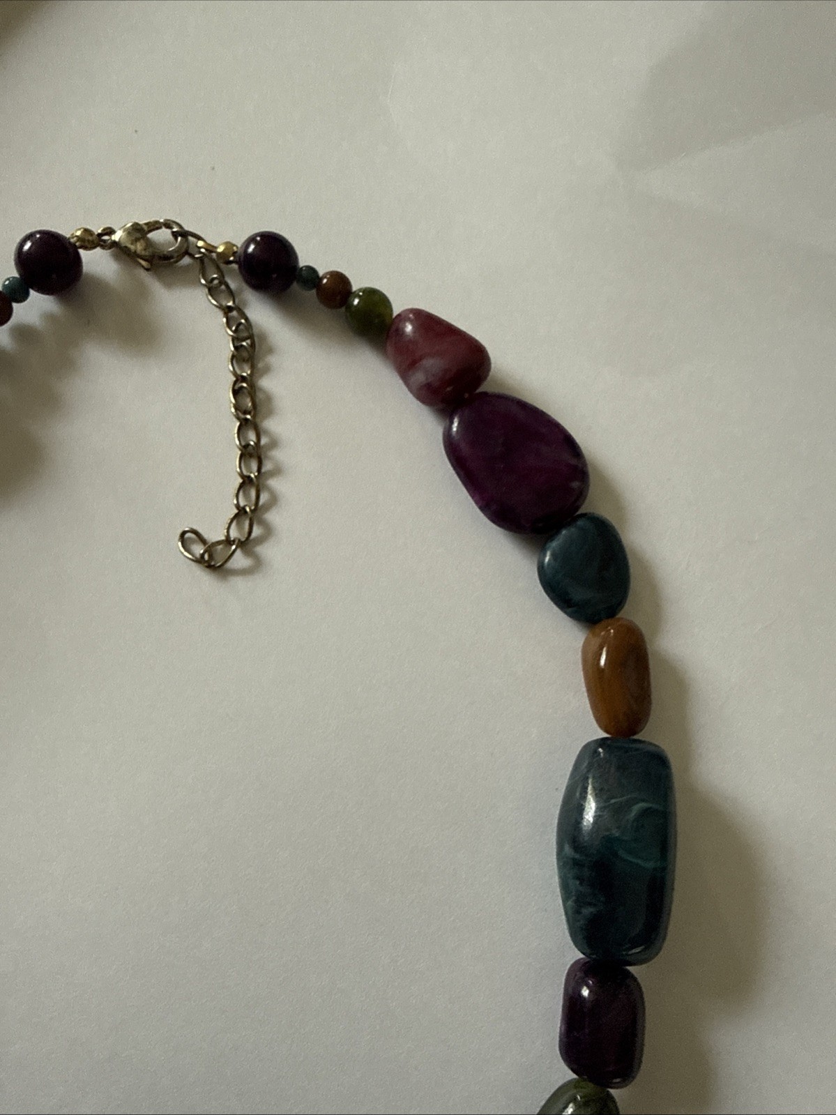 Multi Colored And Size/shape Beaded Necklace Adjusts 19 – 22 In Lobster Clasp